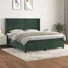 Image de vidaXL Lit Ã  sommier tapissier et matelas Vert foncÃ© 180x200cm Velours