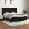 Image de vidaXL Sommier à lattes de lit avec matelas Noir 180x200 cm Velours