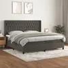 Image de vidaXL Lit à sommier tapissier et matelas Gris foncé 200x200cm Velours
