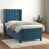 Image de vidaXL Lit Ã  sommier tapissier avec matelas Bleu foncÃ© 100x200 cm