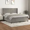 Image de vidaXL Sommier à lattes de lit et matelas Gris clair 160x200cm Velours
