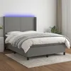 Image de vidaXL Vidaxl Sommier Tapissier Et Matelas Et Led Gris Foncé 140x190 Cm Tissu