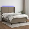 Image de vidaXL Sommier à lattes de lit matelas et LED Taupe 140x190 cm Tissu