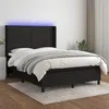 Image de vidaXL Sommier à lattes de lit matelas et LED Noir 140x200 cm Tissu