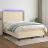 Image de vidaXL Sommier à lattes de lit matelas et LED Crème 140x200 cm Tissu