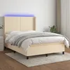 Image de vidaXL Sommier tapissier avec matelas et LED CrÃ¨me 140x200 cm Tissu