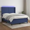 Image de vidaXL Sommier à lattes de lit matelas et LED Bleu 140x200 cm Tissu