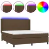 Image de vidaXL Vidaxl Sommier Tapissier Matelas Et Led Marron Foncé 180x200cm Tissu