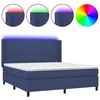 Image de vidaXL Sommier tapissier avec matelas et LED Bleu 180x200 cm Tissu