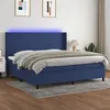 Image de vidaXL Sommier à lattes de lit matelas LED Bleu 200x200 cm Tissu