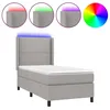 Image de vidaXL Sommier tapissier avec matelas et LED Gris clair 90x190cm Tissu