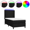 Image de vidaXL Sommier tapissier avec matelas et LED Noir 90x190 cm Tissu
