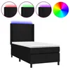Image de vidaXL Sommier tapissier avec matelas et LED Noir 90x200 cm Tissu