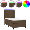 Image de vidaXL vidaXL Sommier tapissier et matelas et LED Marron foncé 90x200cm Tissu