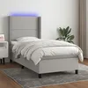 Image de vidaXL Sommier tapissier matelas et LED Gris clair 100x200 cm Tissu
