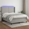 Image de vidaXL Vidaxl Sommier Tapissier Et Matelas Et Led Gris Clair 140x190 Cm Tissu