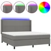 Image de vidaXL Sommier tapissier et matelas et LED Gris foncÃ© 180x200 cm Tissu