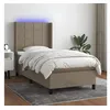 Image de vidaXL Sommier à lattes de lit matelas et LED Taupe 90x190 cm Tissu