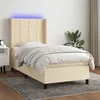 Image de vidaXL Sommier à lattes de lit matelas et LED Crème 90x190 cm Tissu