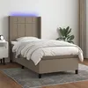 Image de vidaXL Sommier à lattes de lit matelas et LED Taupe 90x200 cm Tissu