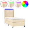 Image de vidaXL Sommier tapissier avec matelas et LED CrÃ¨me 90x200 cm Tissu