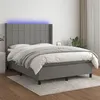 Image de vidaXL Sommier à lattes de lit matelas LED Gris foncé 140x190 cm Tissu