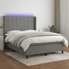 Image de vidaXL Sommier tapissier et matelas et LED Gris foncÃ© 140x190 cm Tissu