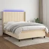 Image de vidaXL Sommier à lattes de lit matelas et LED Crème 140x190 cm Tissu