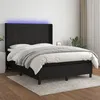 Image de vidaXL Sommier tapissier avec matelas et LED Noir 140x200 cm Tissu