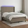 Image de vidaXL Sommier à lattes de lit matelas et LED Taupe 140x200 cm Tissu
