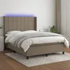 Image de vidaXL Sommier tapissier avec matelas et LED Taupe 140x200 cm Tissu