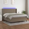 Image de vidaXL Sommier à lattes de lit matelas et LED Taupe 160x200 cm Tissu