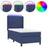 Image de vidaXL Sommier tapissier avec matelas et LED Bleu 80x200cm Tissu