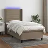 Image de vidaXL Sommier à lattes de lit matelas et LED Taupe 90x190 cm Tissu
