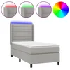 Image de vidaXL Sommier tapissier avec matelas et LED Gris clair 90x200cm Tissu