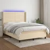 Image de vidaXL Sommier à lattes de lit matelas et LED Crème 140x190 cm Tissu