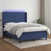 Image de vidaXL Sommier à lattes de lit matelas et LED Bleu 140x190 cm Tissu