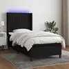 Image de vidaXL Sommier à lattes de lit matelas et LED Noir 90x190 cm Tissu