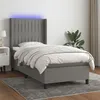 Image de vidaXL Sommier à lattes de lit matelas LED Gris foncé 90x200cm Tissu