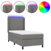 Image de vidaXL Sommier tapissier avec matelas et LED Gris foncÃ© 90x200cm Tissu