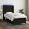 Image de vidaXL Sommier à lattes de lit matelas et LED Noir 90x200 cm Tissu