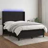 Image de vidaXL Sommier tapissier avec matelas et LED Noir 140x190 cm Tissu