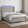 Image de vidaXL Sommier à lattes de lit matelas LED Gris clair 140x200 cm Tissu