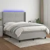 Image de vidaXL Vidaxl Sommier Tapissier Et Matelas Et Led Gris Clair 140x200 Cm Tissu