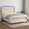 Image de vidaXL Sommier à lattes de lit matelas et LED Crème 140x200 cm Tissu