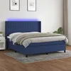 Image de vidaXL Sommier à lattes de lit matelas et LED Bleu 160x200 cm Tissu