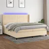 Image de vidaXL Sommier à lattes de lit matelas et LED Crème 200x200 cm Tissu