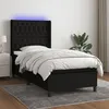 Image de vidaXL Sommier à lattes de lit matelas et LED Noir 90x190 cm Tissu