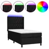 Image de vidaXL Sommier tapissier avec matelas et LED Noir 90x190 cm Tissu