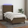 Image de vidaXL Sommier à lattes de lit matelas LED Marron foncé 90x190cm Tissu